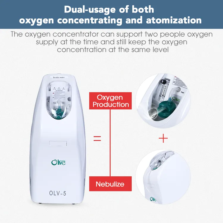 1-5l Adjust Flow 96% High Purity Electric Oxygen Concentrator Machine Oxygen Concerntrator Ce Breathing Apparatus 1 Set Olive
